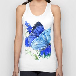 Blue Butterfly, blue butterfly lover blue room design floral nature Tank Top