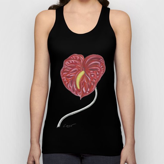 Anthurium 01 Botanical Flower * Red Heart Valentine Unisex Tank Top