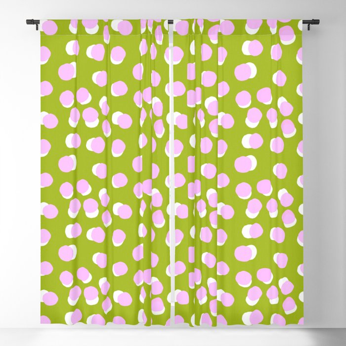 Pastel Pink On Green Modern Abstract Dots Blackout Curtain