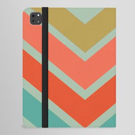 Horizontal Stripes Retro Colors Bright Zig Zag Lines Design iPad Folio Case