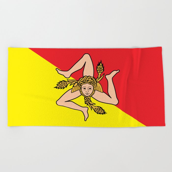 Flag of Sicily - Sicilian Flag Beach Towel
