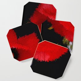 Red poppy explosion pixel art Coaster