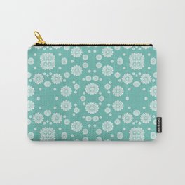 White Lace Pattern - Teal Carry-All Pouch
