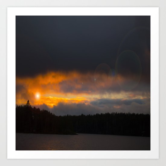 October Cloudy Sunset Art Print