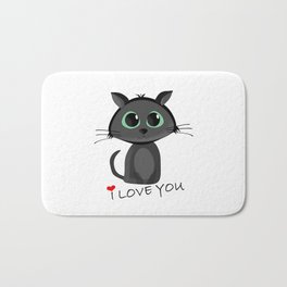 Cute cat saying "I love You" Bath Mat