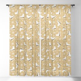 Winter themed pattern with ice skates - yellow Sheer Curtain