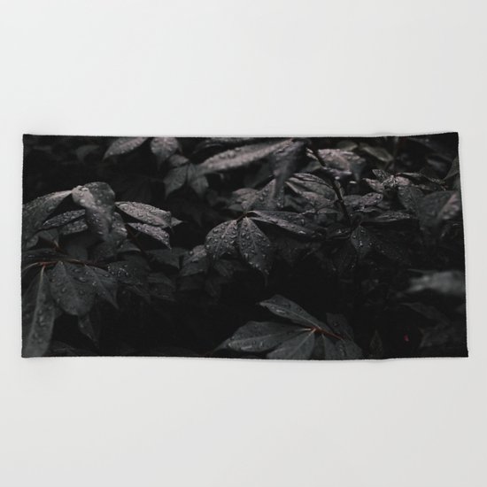 Black Leaf Beach Towel