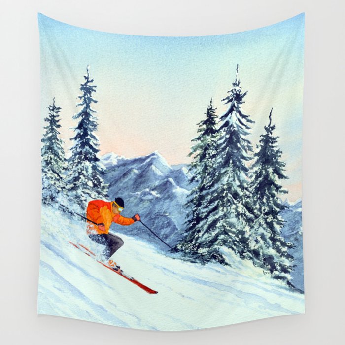 Skiing The Clear Leader Wall Tapestry by Bill Holkham Society6
