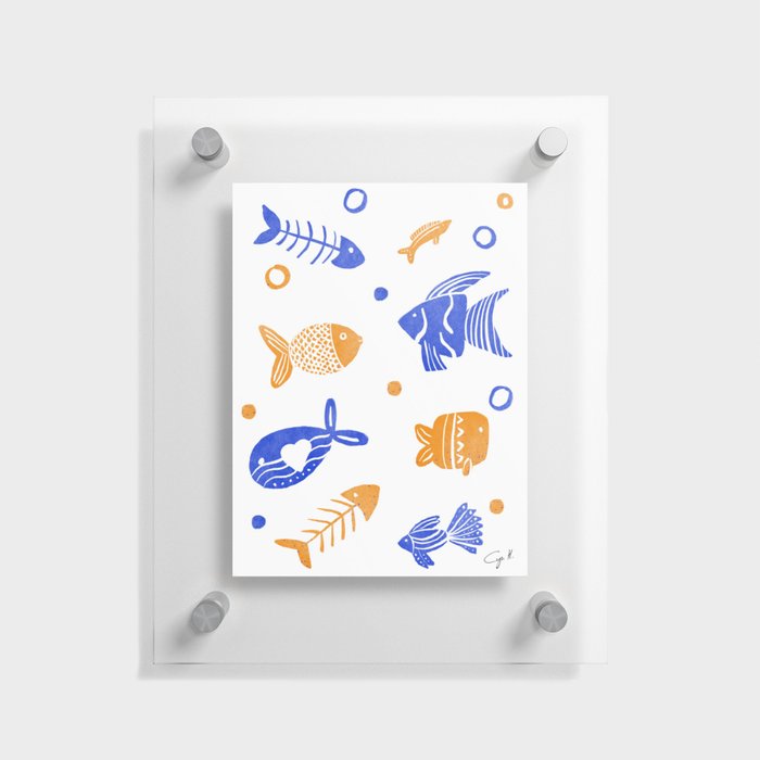 Blue and yellow tropical fishes Floating Acrylic Print