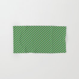 [ Thumbnail: Dark Gray and Forest Green Colored Pattern of Stripes Hand & Bath Towel ]