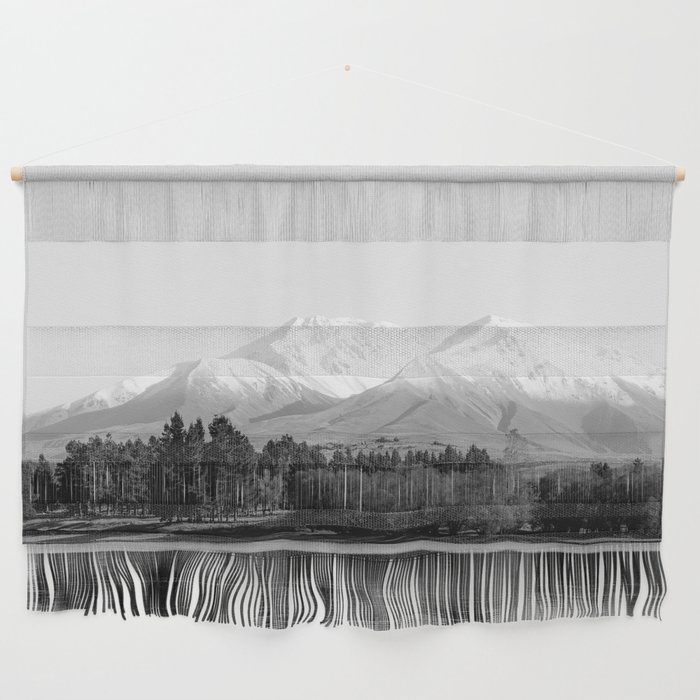 Mountain Lake Black and White Nature Photography Wall Hanging