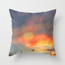 Love birds in the sunset Throw Pillow