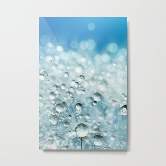 Powder Blue Drops Metal Print