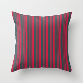 [ Thumbnail: Crimson and Dark Slate Gray Colored Lines Pattern Throw Pillow ]