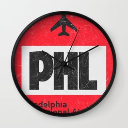 PHL RED airport code Wall Clock