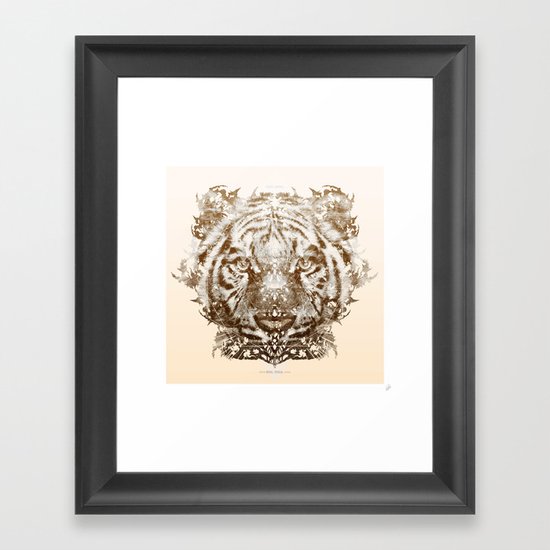 The White Tiger (Gold Version) Framed Art Print