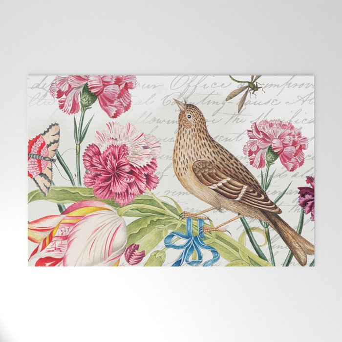 Bird and carnations Welcome Mat