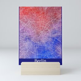 Berlin city map in watercolor Mini Art Print