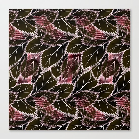 Bright leaves on a black background. Canvas Print