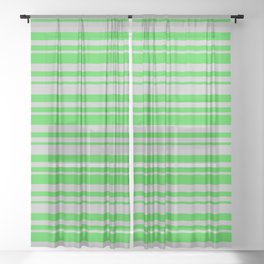 [ Thumbnail: Lime Green & Grey Colored Lined/Striped Pattern Sheer Curtain ]