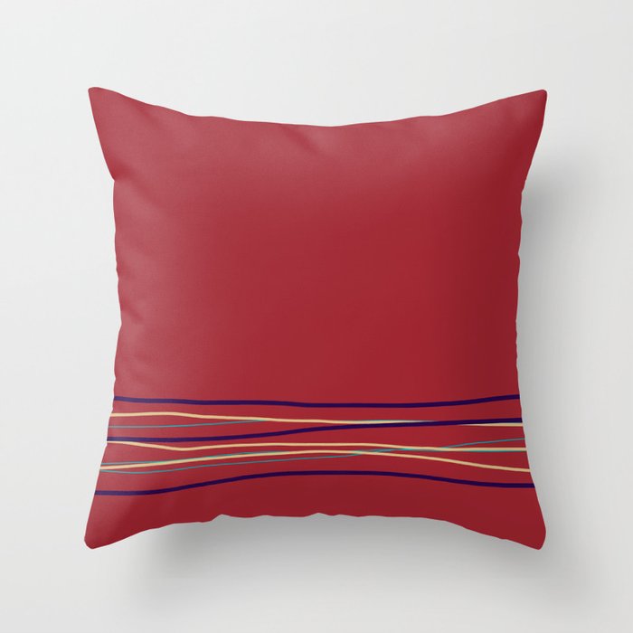 Multi Colored Scribble Line Design Bottom Rustoleum 2021 Color of the Year Satin Paprika & Accents Throw Pillow