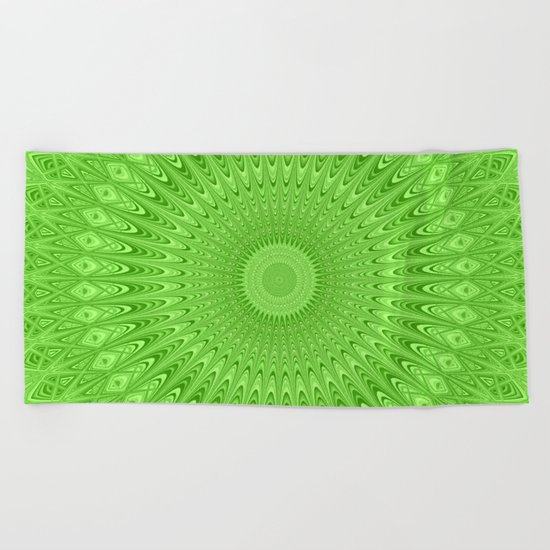 Green mandala Beach Towel