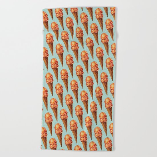 Ice Cream Pattern - Strawberry Scoop Beach Towel