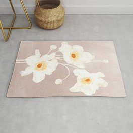 Before the Frost Rug | Orange, Painting, Whiteflowers, Sewzinski, Frost, Brown, Autumnflowers, Abstractflowers, Beige, Botanical 