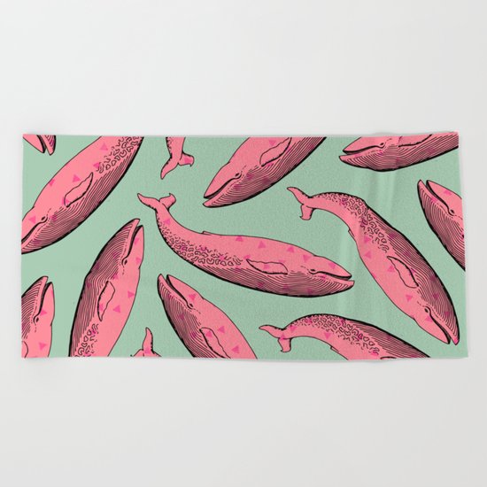 lusty whales Beach Towel