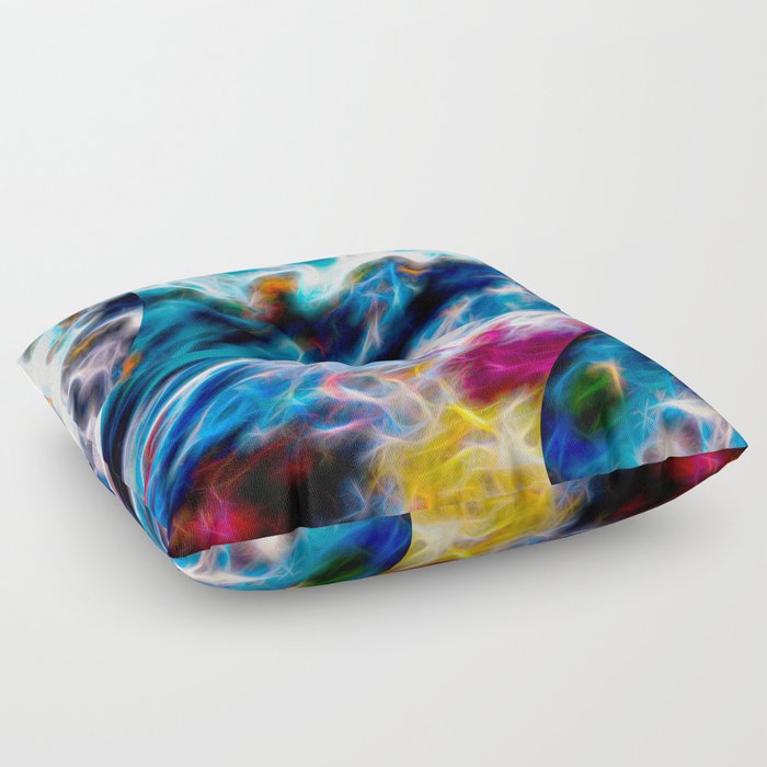 Colorful And Vibrant Wavy Liquid Paint Design Floor Pillow