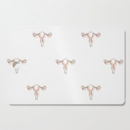 Uterus Pastel Pink Line Art Pattern Cutting Board