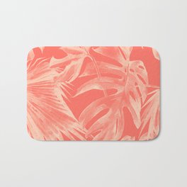 Living Coral Tropical Palm Leaves Monstera Badematte