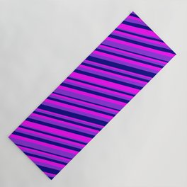 [ Thumbnail: Purple, Blue & Fuchsia Colored Lined Pattern Yoga Mat ]
