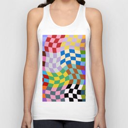 colorful wavy checkerboard Unisex Tank Top