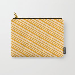 [ Thumbnail: Bisque and Orange Colored Lines/Stripes Pattern Carry-All Pouch ]