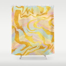 Gold Marble Watercolor Pattern Shower Curtain