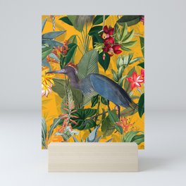 Vintage & Shabby Chic - Sunny Tropical Garden Blue Heron Mini Art Print