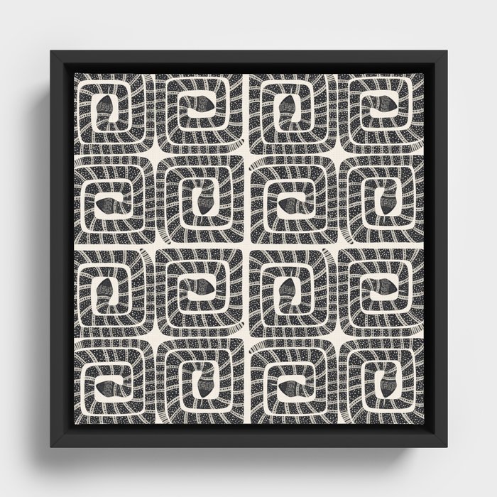 Fun polka dots and stripes snake pattern Framed Canvas