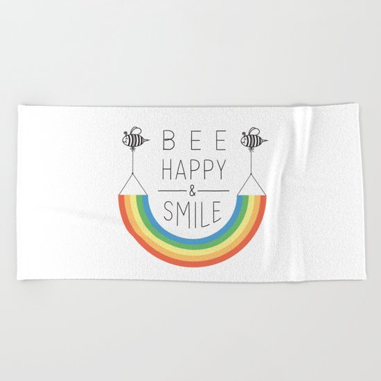 Bee Happy and Smile Beach Towel