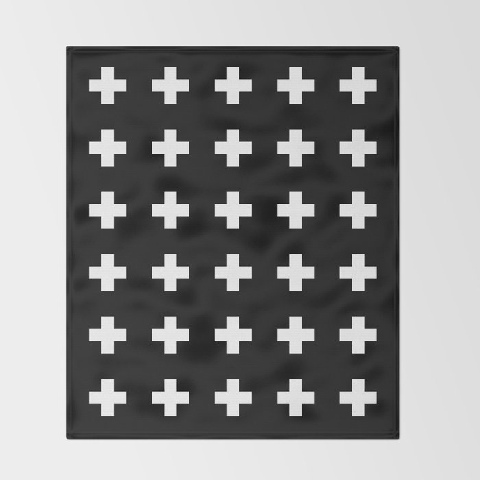Swiss Cross Black Throw Blanket by newwave Society6