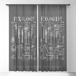 Fixologist Mechanic Car Repair Tools Vintage Patent Print Sheer Curtain