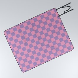 Checkerboard Mini Check Pattern in Purple and Pink Picnic Blanket
