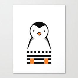penguin on a white background with orange paws Canvas Print