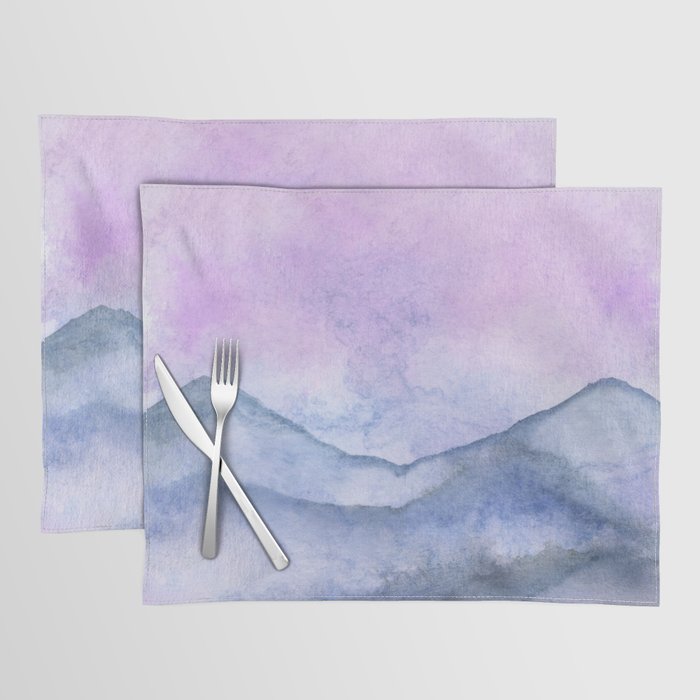 Purple Mountain Scape With Watercolor Placemat
