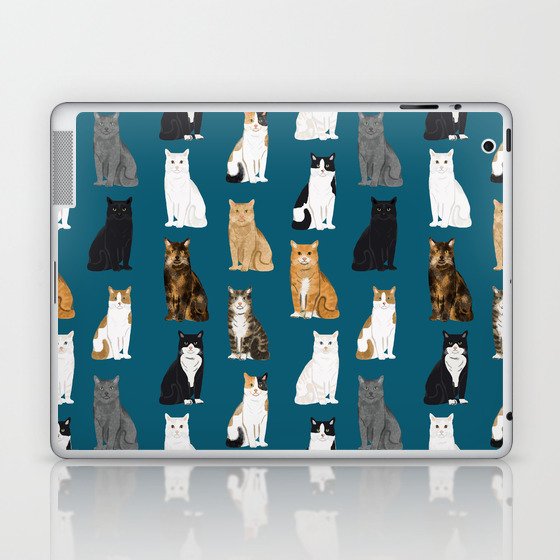 Cat breeds pattern kitty kittens cats tabby siamese white tortoiseshell Laptop & iPad Skin