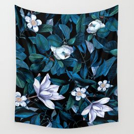 Moon Night Flowers Wall Tapestry