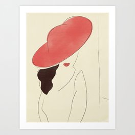 Red hat Lady Art Print