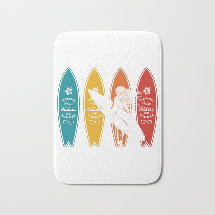 Surfer Gift Vintage Surfing Surf Board Beach Bath Mat