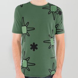 Atomic Sky Starbursts Forest Green All Over Graphic Tee