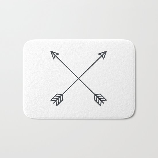 Black Arrows on White Paper Bath Mat